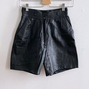 High Waist Vintage Leather Shorts